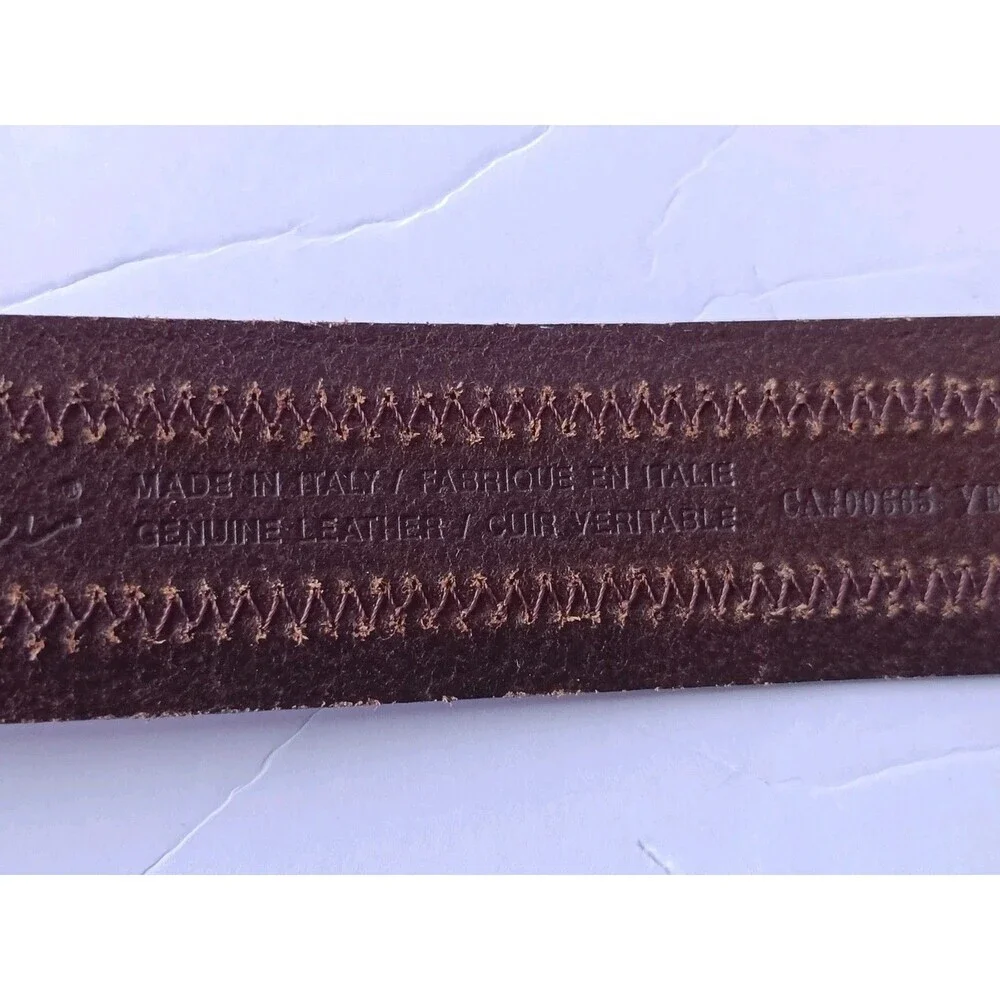 Eddie Bauer Italian Genuine Leather Belt Men's 38 Brown Stitched Adjustable